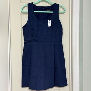 New with Tags Linen-Blend Banana Republic Navy Blue Seamed Mini Dress